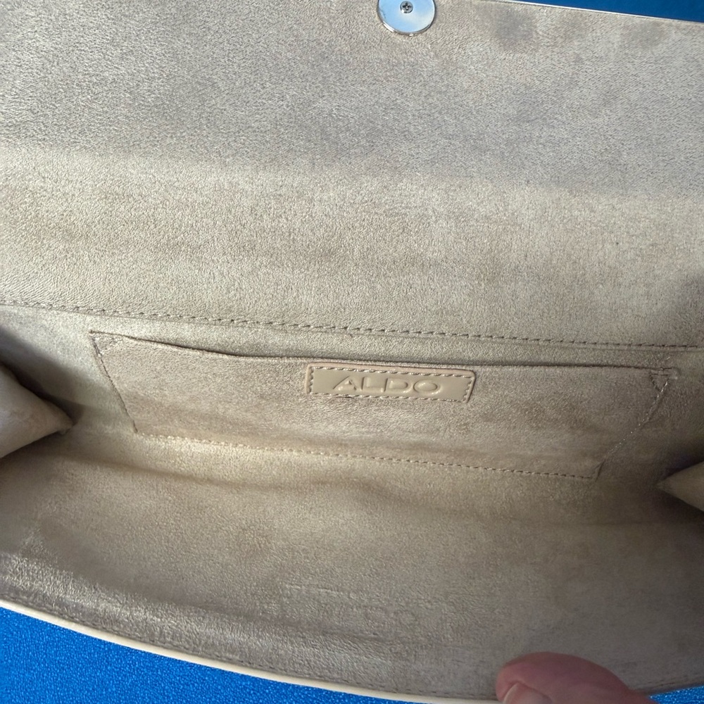 Aldo Clutch Nude Patent Leather with Silver Accent NWT - Picture 6 of 10